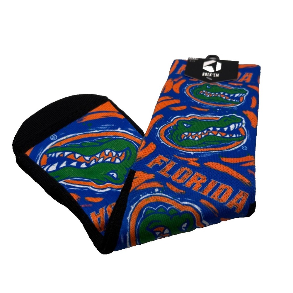 Rock Em Florida Gators Men L/XL Crew Socks Blue Orange NCAA Albert Logo NEW